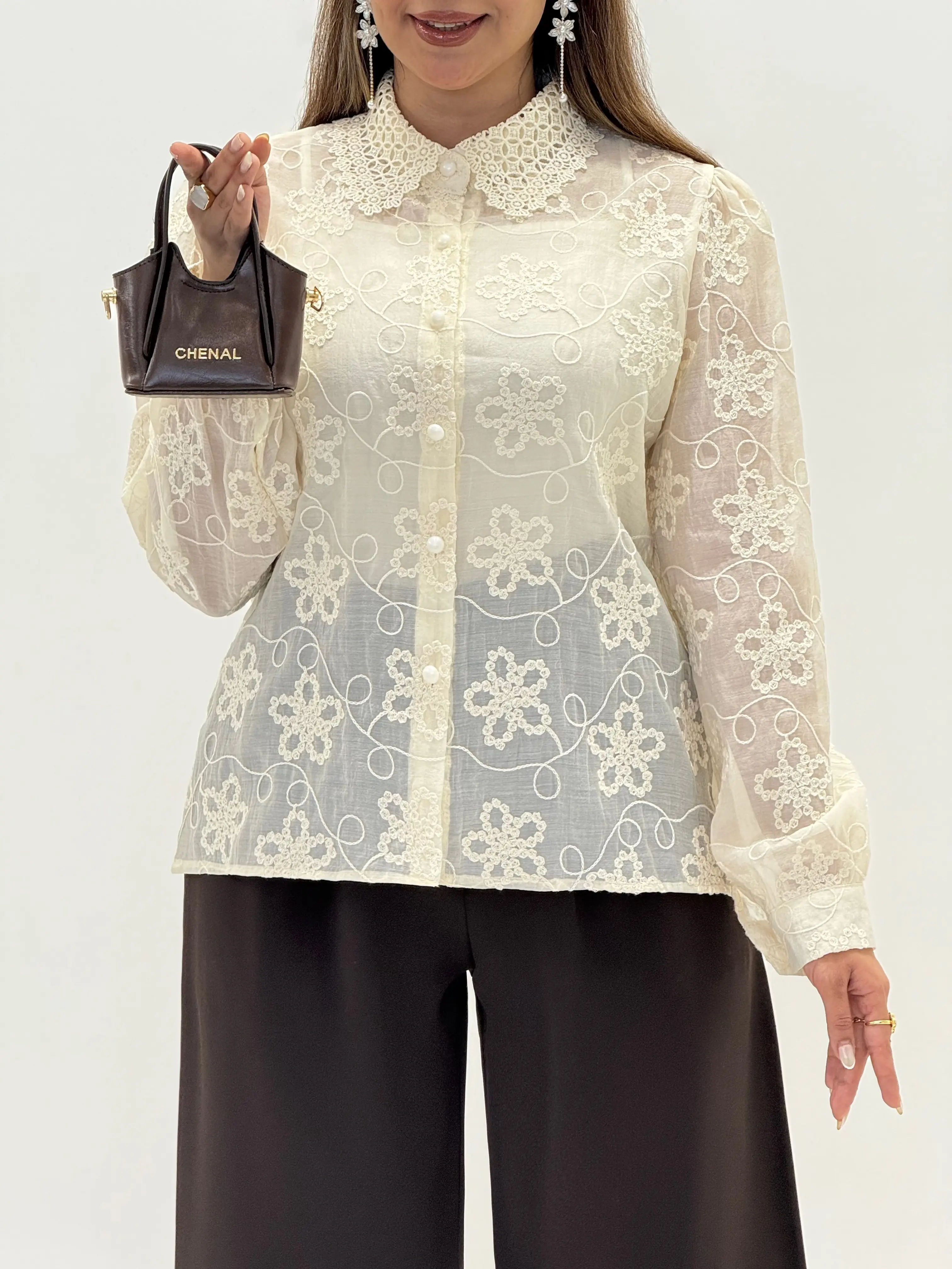 4157-شومیز وارداتی گلی